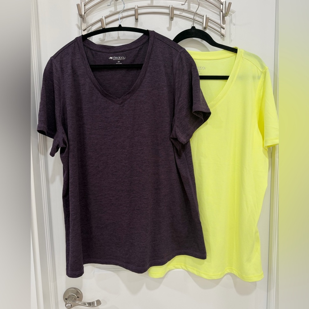 Ideology Short Sleeve Tees - Dark Purple and Neon Yellow